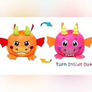 Reversible Dragon Plush Toy - Pink and Orange